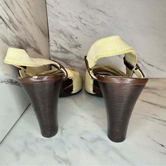 Franco Sarto Slingback Heels - Beige & Brown - Size 8M - Picture 6 of 15